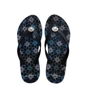 Coach Women's Blue Alessa Geometric Rubber Thong Flip Flop Sandals Size 7-8